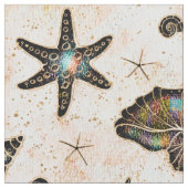 貝類ヒトデ水彩虹ID782 ファブリック (クローズアップ)