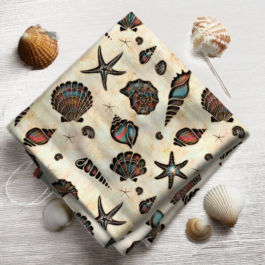 貝類ヒトデ水彩虹ID782 ファブリック