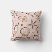 貝類ヒトデ水彩赤面ピンクID782 クッション (正面)