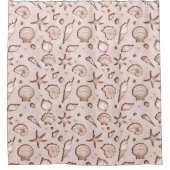 貝類ヒトデ水彩赤面ピンクID782 シャワーカーテン (正面)