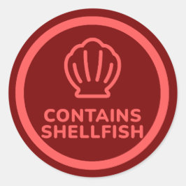 貝類・魚類アレルギー食品警告 ラウンドシール
