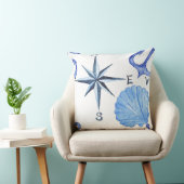 貝、いかりとの青い水彩画の航海のなデザイン クッション (椅子)