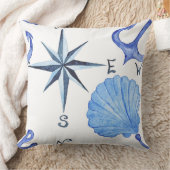 貝、いかりとの青い水彩画の航海のなデザイン クッション (ブランケット)