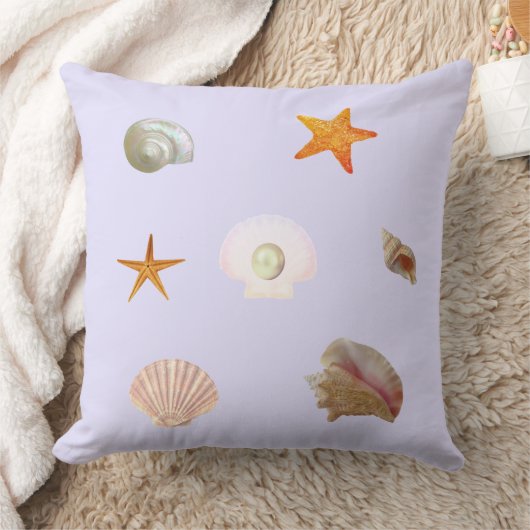 貝、海の星、光のペリウィンクル上の真珠 クッション (ブランケット)