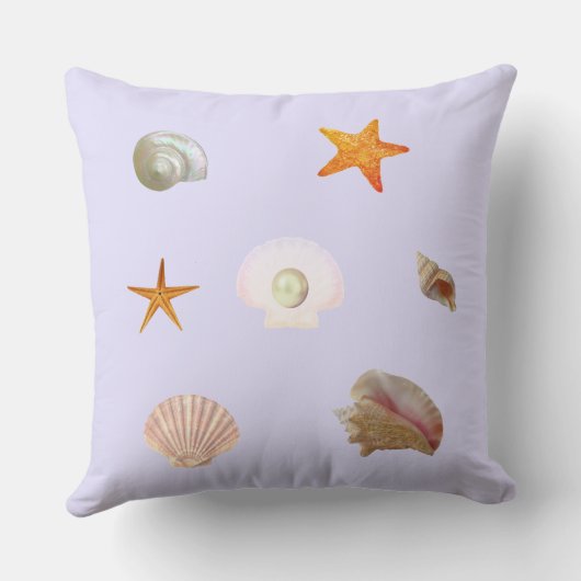 貝、海の星、光のペリウィンクル上の真珠 クッション (裏面)