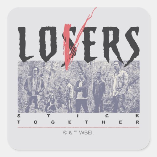 負け犬が寄り添う スクエアシール (正面)