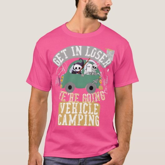 負け犬ども、車中泊キャンプに行くぜ レトロ Tシャツ (正面)