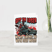 負け犬の中に入る怖い映画を見ているハロウィーン カード (正面)