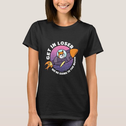負け犬クリプトShibi犬で月ロケットSに乗る Tシャツ (正面)