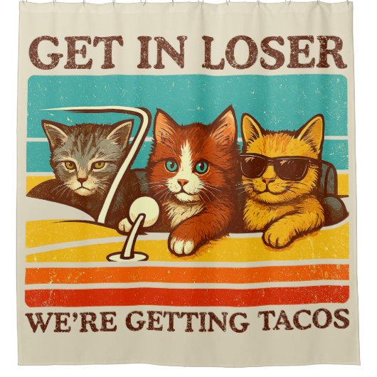 負け組みタコスを獲得している シャワーカーテン (正面)