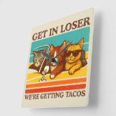 負け組みタコスを獲得している スクエア壁時計 (傾斜)