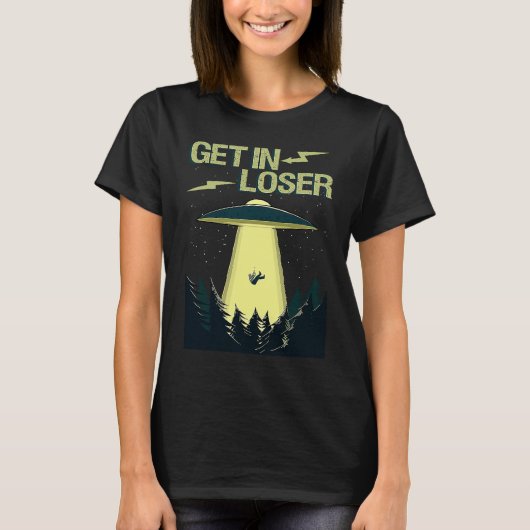 負のおもしろいUFO宇宙地球外エイリアン Tシャツ (正面)