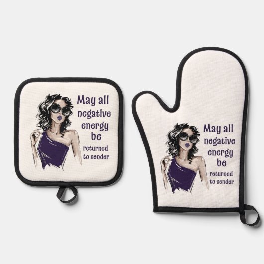 負のエネルギーを送信者に返す 鍋つかみ&鍋敷きセット (正面)