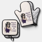 負のエネルギーを送信者に返す 鍋つかみ&鍋敷きセット (正面/裏面)