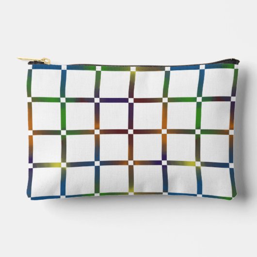 負のカラフル宇宙を持つブレンド虹グリッド アクセサリーポーチ (正面)