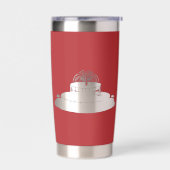 負のポップ・アートの宇宙噴水とアートレッド 保温保冷タンブラー (左面)