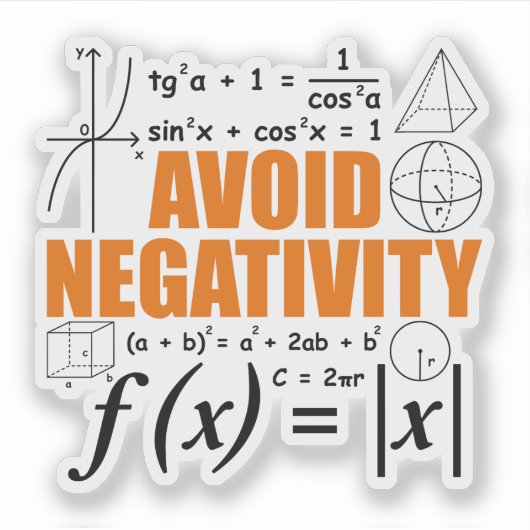 負の値の教えタイポグラフィ数学の家庭教師を避ける シール (正面)