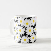 負の宇宙デイジー白い黄色の黒 コーヒーマグカップ (正面左)
