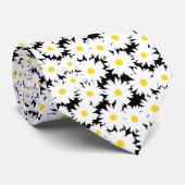 負の宇宙デイジー白い黄色の黒 ネクタイ (ロール)
