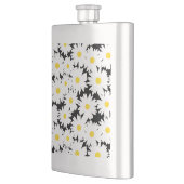 負の宇宙デイジー白い黄色の黒 フラスク (左)
