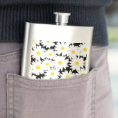 負の宇宙デイジー白い黄色の黒 フラスク (インサイチュ)