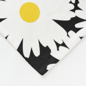 負の宇宙デイジー白い黄色の黒 フリースブランケット (角)