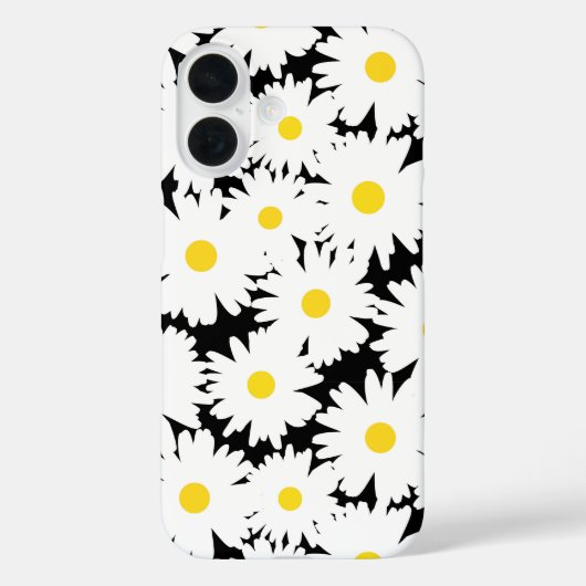 負の宇宙デイジー白い黄色の黒 Case-Mate iPhoneケース (裏面)
