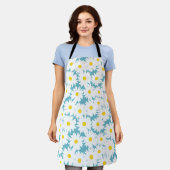 負の宇宙デイジー白い黄色 エプロン (着用した状態)