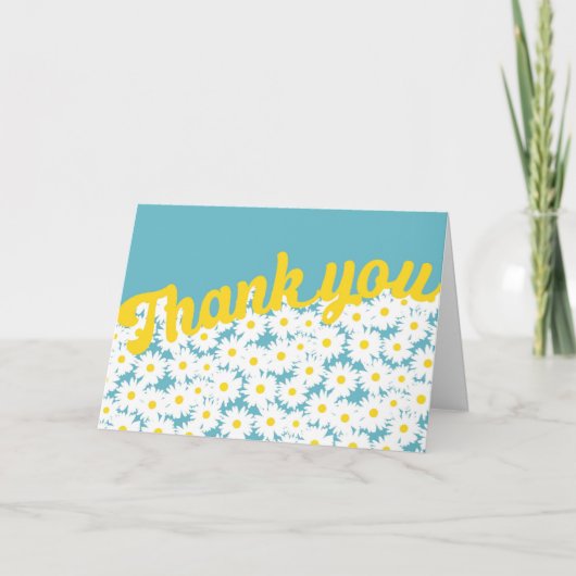 負の宇宙デイジー白い黄色 サンキューカード (正面)