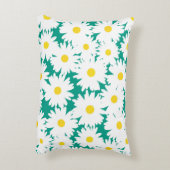 負の宇宙デイジー白い黄色（緑） アクセントクッション (裏面(縦))