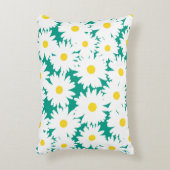 負の宇宙デイジー白い黄色（緑） アクセントクッション (正面(垂直))