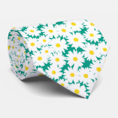 負の宇宙デイジー白い黄色（緑） ネクタイ (ロール)