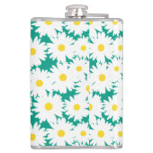 負の宇宙デイジー白い黄色（緑） フラスク (裏面)