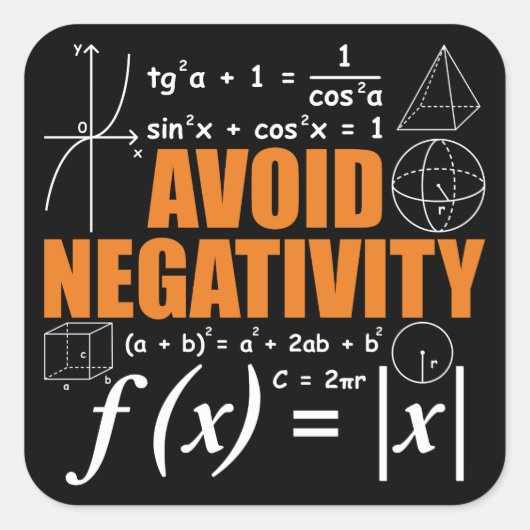 負の数理おもしろい数的先生を避ける スクエアシール (正面)
