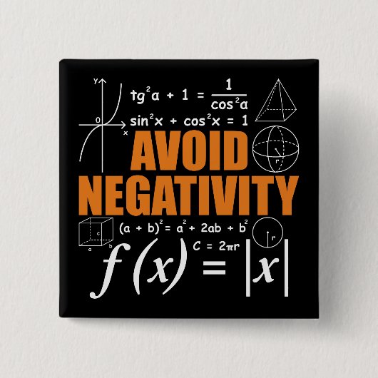 負の数理おもしろい数的先生を避ける 缶バッジ (正面)