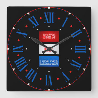 負債を超える資産フラグのローマ数字 スクエア壁時計