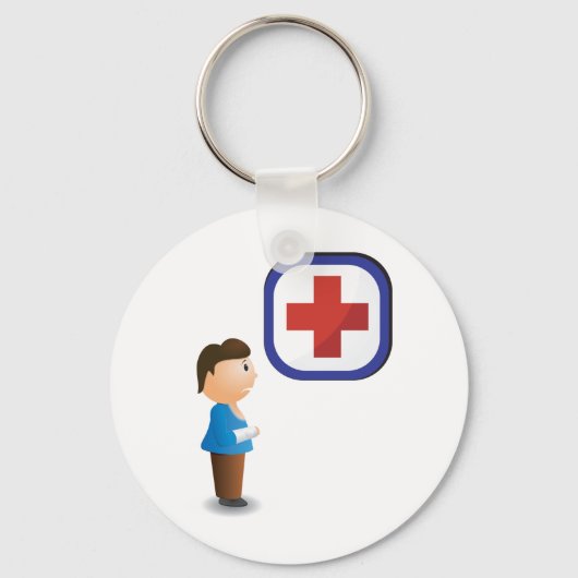 負傷した少年の病院のキ気にーチェイン キーホルダー (裏面)