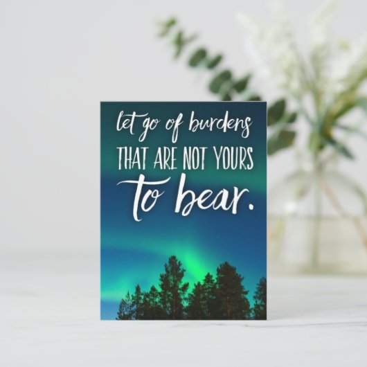 負担の解放やる気を起こさせる引用文 ポストカード (スタンド正面)