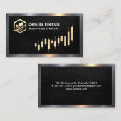 財務アイコン | 金ゴールド燭台グラフ 名刺 (正面/裏面)