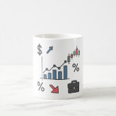 財務グラフとグラフのイラストレーション コーヒーマグカップ (中央)