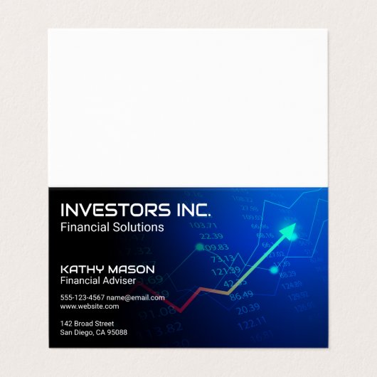 財務グラフと数値 名刺 (外部フラット)