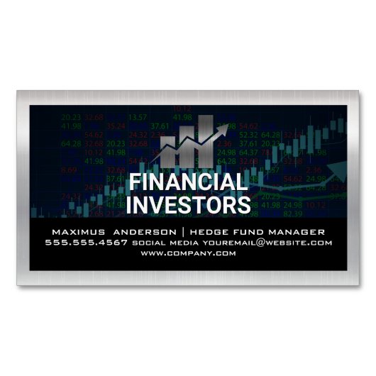 財務グラフロゴ |ストック・レポート マグネット名刺 (正面)