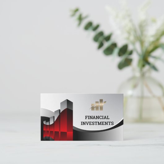 財務グラフロゴ | 金ゴールドバー表 名刺 (スタンド正面)