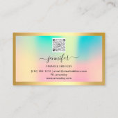 財務コンサルティングブローカー金ゴールドホログラフィックQRロゴ 名刺 (裏面)