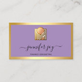 財務コンサルティングブローカー金ゴールド紫ロゴQR 名刺 (正面)