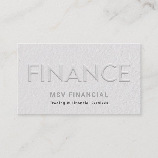 財務フェイクエンボスモダンプロフェッショナル写真 名刺 (正面)