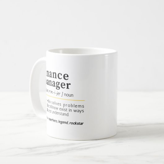 財務マネージャ – おもしろい定義 コーヒーマグカップ (正面左)