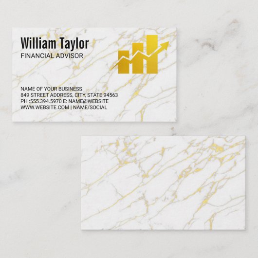 財務ロゴ |大理石金ゴールド 名刺 (正面/裏面)