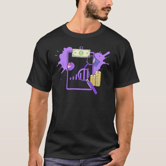 財務分析レポート お金の虫眼鏡 Tシャツ (正面)