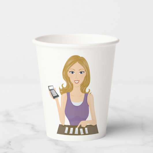 財務女性 紙コップ (正面)